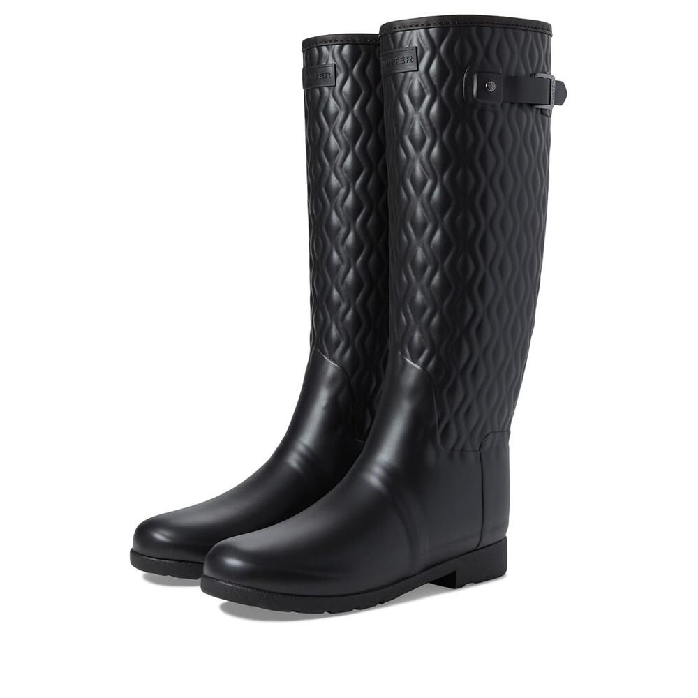 Hunter refined Tall Vertical quilted Women's rain boots black Size 11